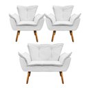 Ver imagem 1 de Kit 01 Namoradeira e 02 Poltronas Opala Corino Pés Palito Castanho - D’Rossi - Branco