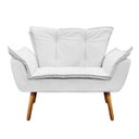 Ver imagem 3 de Kit 01 Namoradeira e 02 Poltronas Opala Corino Pés Palito Castanho - D’Rossi - Branco