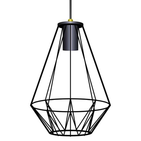 Pendente Luminaria 3d Teto Diamante Preto Industrial Aramado