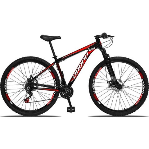 Bicicleta Aro 29 Dropp Aluminum 21V Freio A Disco E Suspenção:PRETOVERMELHO/15