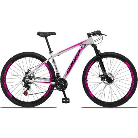 Bicicleta Aro 29 Dropp Aluminum 21V Freio A Disco E Suspenção:BRANCOROSA/21