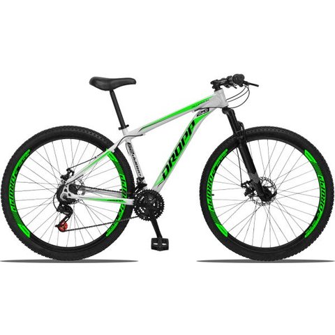 Bicicleta Aro 29 Dropp Aluminum 21V Freio A Disco E Suspenção:BRANCOVERDE/21