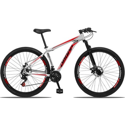 Bicicleta Aro 29 Dropp Aluminum 21V Freio A Disco E Suspenção:BRANCOVERMELHO/21