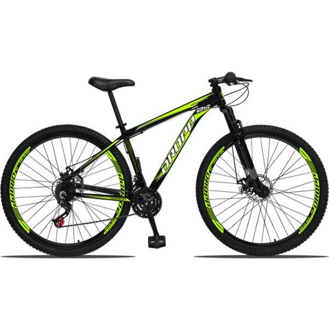 Bicicleta Aro 29 Dropp Aluminum 21V Freio A Disco E Suspenção:PRETOAMARELO/21
