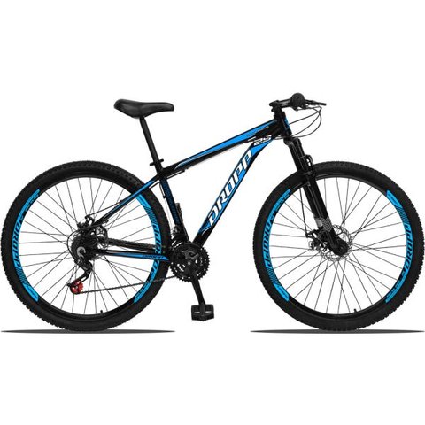 Bicicleta Aro 29 Dropp Aluminum 21V Freio A Disco E Suspenção:PRETOAZUL/15