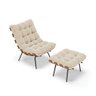 Kit 01 Poltrona e 01 Puff Costela Suede Base Metal - D'rossi - Bege - 1