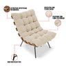 Kit 01 Poltrona e 01 Puff Costela Suede Base Metal - D'rossi - Bege - 2