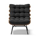Ver imagem 6 de Kit 01 Poltrona e 01 Puff Costela Suede Base Metal - D'Rossi - Preto