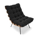 Ver imagem 5 de Kit 01 Poltrona e 01 Puff Costela Suede Base Metal - D'Rossi - Preto