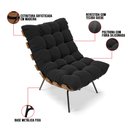 Ver imagem 2 de Kit 01 Poltrona e 01 Puff Costela Suede Base Metal - D'Rossi - Preto