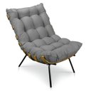 Ver imagem 3 de Kit 01 Poltrona e 01 Puff Costela Suede Base Metal - Grafite