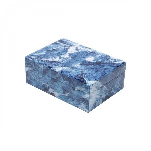 Porta Joias de Vidro Mármore 24,5cmx17,5cmx9cm Lyor - 1