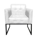 Ver imagem 2 de Poltrona Elisa Couro Linha Premium Base Metálica Preto - D'Rossi - Couro Branco