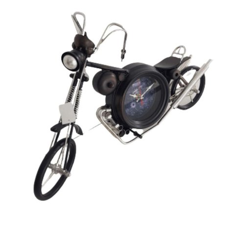 Moto Retrô em Metal com Relógio 54cm x 33cm x 13 cm
