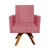 Poltrona Giratória Nina Suede Rose Base Madeira D'Rossi - 2
