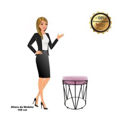 Puff Babu Suede Base Preto D'Rossi - Rosa Bebê - 4