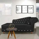Ver imagem 2 de Divã Chesterfield Capitonado com Strass Suede - Preto