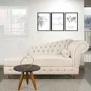 Ver imagem 2 de Divã Chesterfield Capitonado com Strass Suede - Bege