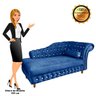 Divã Chesterfield Capitonado com Strass Suede - Azul Royal - 5