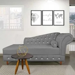 Divã Chesterfield Capitonado com Strass Suede - Grafite - 2