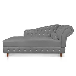 Divã Chesterfield Capitonado com Strass Suede - Grafite - 3