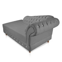 Divã Chesterfield Capitonado com Strass Suede - Grafite - 5