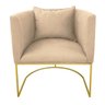 Poltrona Paola Suede Base Metálica Dourado D'Rossi - Bege - 2