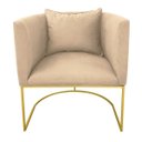 Ver imagem 2 de Poltrona Paola Suede Base Metálica Dourado D'Rossi - Bege