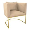 Ver imagem 1 de Poltrona Paola Suede Base Metálica Dourado D'Rossi - Bege