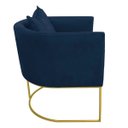 Ver imagem 3 de Poltrona Paola Suede Azul Marinho Base Metálica Dourado - D'Rossi