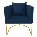 Ver imagem 2 de Poltrona Paola Suede Azul Marinho Base Metálica Dourado - D'Rossi