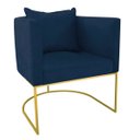 Ver imagem 1 de Poltrona Paola Suede Azul Marinho Base Metálica Dourado - D'Rossi
