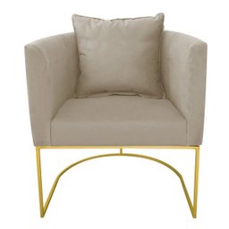 Poltrona Paola Suede Marrom Rato Base Metálica Dourado - D'Rossi - 2 Poltrona Paola Suede Marrom Rato Base Metálica Dourado - D'Rossi - 2