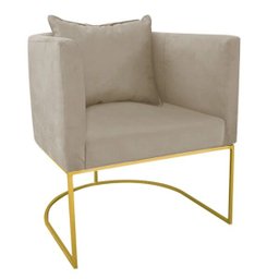 Poltrona Paola Suede Marrom Rato Base Metálica Dourado - D'Rossi - 1 Poltrona Paola Suede Marrom Rato Base Metálica Dourado - D'Rossi - 1
