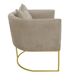 Poltrona Paola Suede Marrom Rato Base Metálica Dourado - D'Rossi - 3 Poltrona Paola Suede Marrom Rato Base Metálica Dourado - D'Rossi - 3