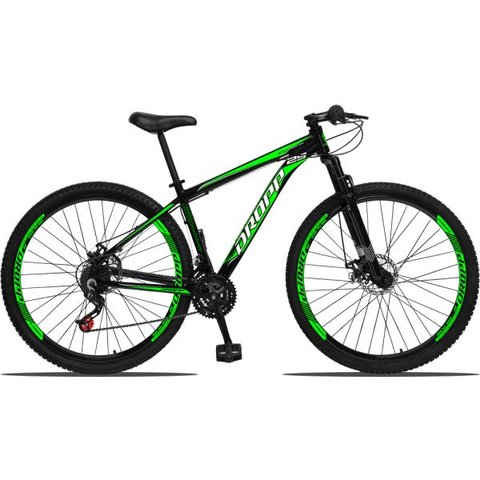 Bicicleta Aro 29 Dropp Aluminum 21V Freio A Disco E Suspenção:PRETOVERDETAMANHO
