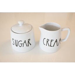 Kit Cremeira de Leite Cream e Pote de Açucar em Cerâmica Branca - 1