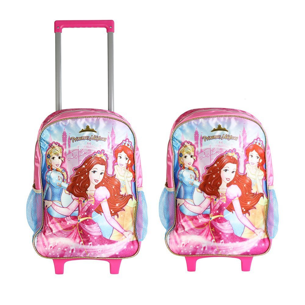 Mochila Infantil Escolar com Rodinhas Desenho Princesas Mágicas - 2