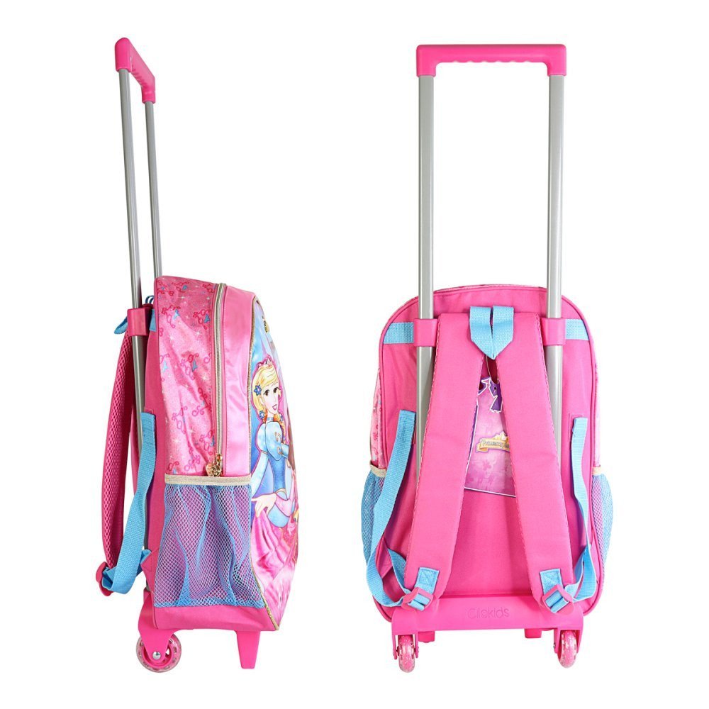 Mochila Infantil Escolar com Rodinhas Desenho Princesas Mágicas - 3