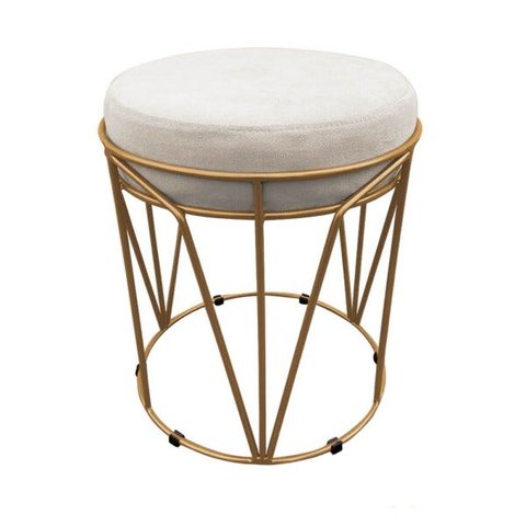 Puff Babu Suede Base Dourado D'Rossi - Bege