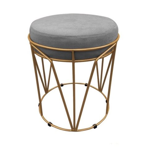 Puff Babu Suede Base Dourado D'Rossi - Grafite