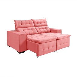 Sofá Retratil Reclinável Pillow em Veludo Tamanho 1,90 Rosê - 2