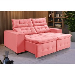 Sofá Retratil Reclinável Pillow em Veludo Tamanho 1,90 Rosê - 1