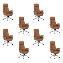 Ver imagem 1 de Kit com 8 Cadeiras Office Diretor com Revestimento Couro e Base em Aço Cromado Valencia