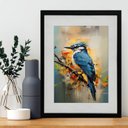 Ver imagem 1 de Quadro Martim Pescador Aquarela 60x48cm:moldura Preta