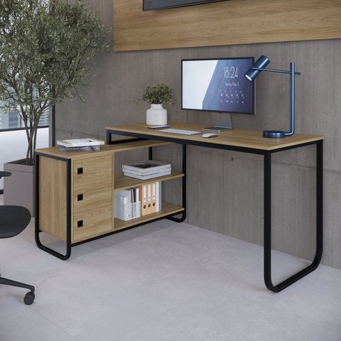 Mesa Escrivaninha de Canto Estilo Industrial