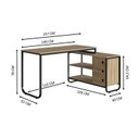 Ver imagem 3 de Mesa Escrivaninha de Canto Estilo Industrial Bege/Oak/Preto