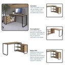 Ver imagem 5 de Mesa Escrivaninha de Canto Estilo Industrial Bege/Oak/Preto