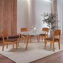 Ver imagem 1 de Mesa de Jantar Copper 120cm Tampo Canto Copo Mdf Vidro com 4 Cadeiras Copper Moderna Mobília