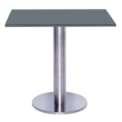 Mesa Beta Big Inox 75 Cm (alt) Disco Redondo Tampo Mdp Quadrado 80 Cm (larg) X 2,50 Cm (alt) Grafito